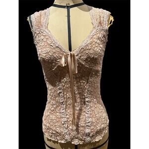 VTG.Ann Ferriday Unworn Deadstock Stretch Cotton Lace Fairy Corset Cami Top S